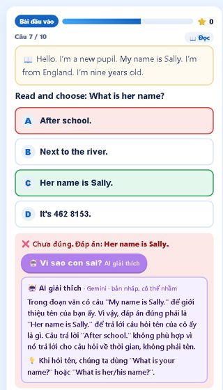 AI giải thích vì sao sai